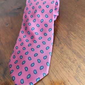 Vintage Bert Pulitzer Silk Tie Burgundy Red Medallion Print Geometric Handmade
